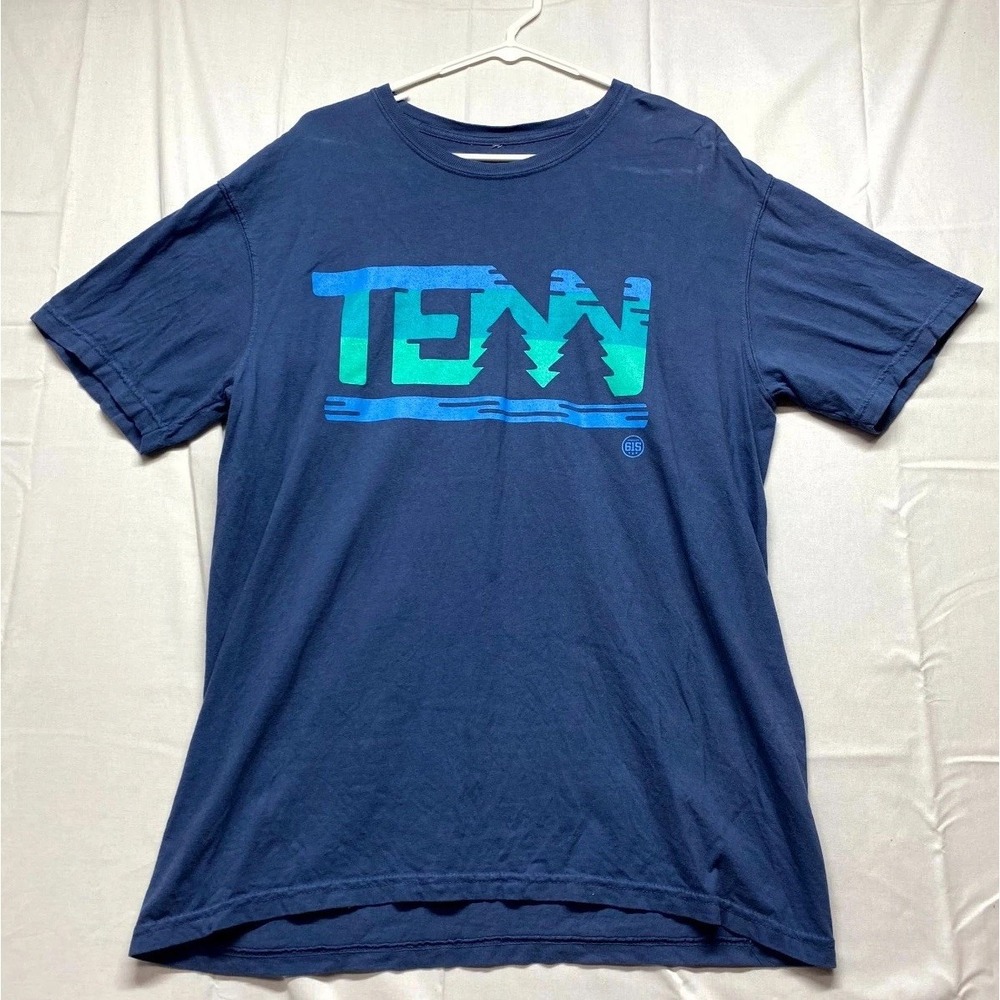Project 615 T Shirt Mens Large Navy Blue Cotton Graphic Print Crew Neck Summer